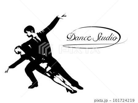 女性を抱えてダンスをしている男性のシルエットのイラスト 101724219