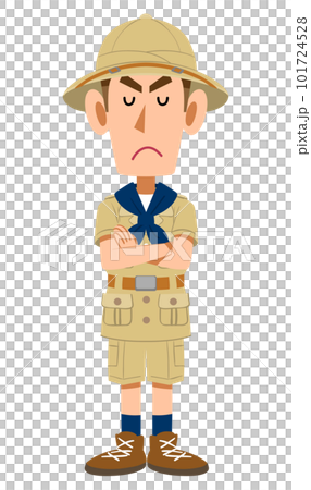 穿著探險家衣服的人交叉著雙臂思考 101724528