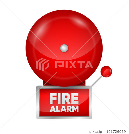 Realistic Fire Alarm Bell Isolated on a white background. System emergency signal. Prevention, emergency, warning bell. Vintage signaling. Vector illustration. Realistic Fire Alarm Bell Isolated on a white background. System emergency signal. Prevention, emergency, warning bell. Vintage signaling. Vector illustration. 101726059