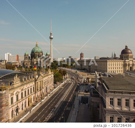 Berlin cityscape with Berlin cathedral and Television tower, Germany 101726436