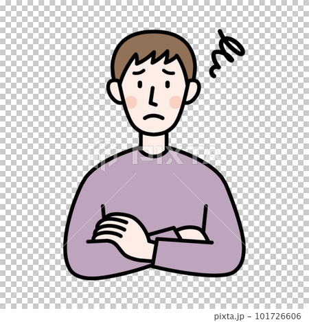 Illustration of a young man with a troubled face Illustration of a young man with a troubled face 101726606