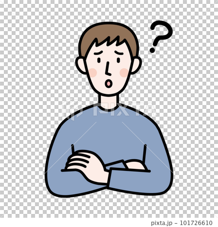 Illustration of a young man with a troubled face 101726610