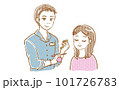 女性にタッチアップをする男性美容部員のイラスト 101726783