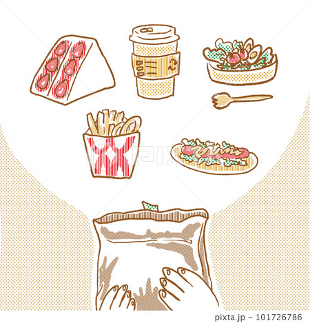 ランチバッグの中身のイラスト ランチバッグの中身のイラスト 101726786