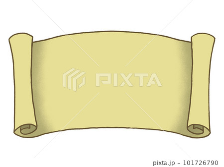 端が丸まった羊皮紙の巻紙　線あり 101726790