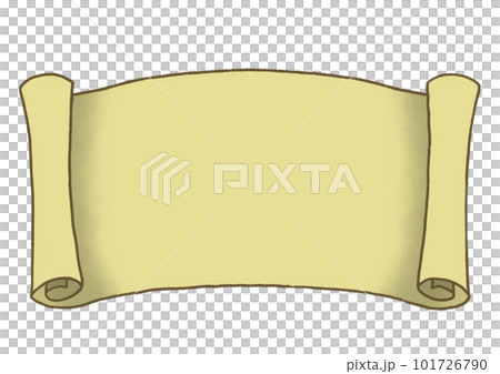 端が丸まった羊皮紙の巻紙　線あり 101726790