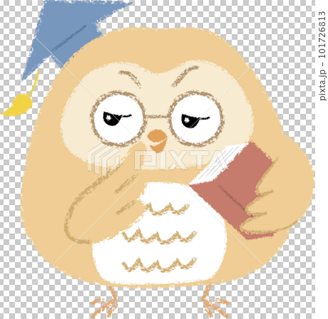 意地悪なフクロウ博士（クレヨンタッチ）のイラスト素材 [101726813