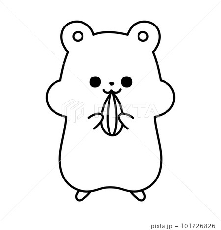 動物の線画イラスト　ハムスター かわいいハムスター・線画・モノクロのイラスト素材 [101726826