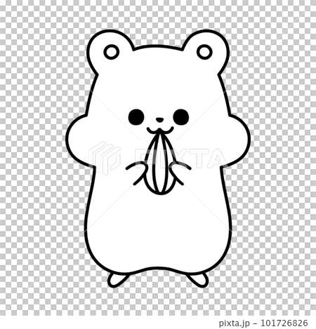 動物の線画イラスト　ハムスター かわいいハムスター・線画・モノクロのイラスト素材 [101726826] - PIXTA
