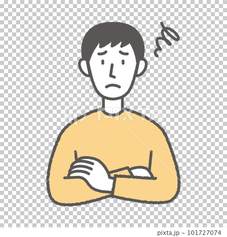 Illustration of a young man with a troubled face 101727074
