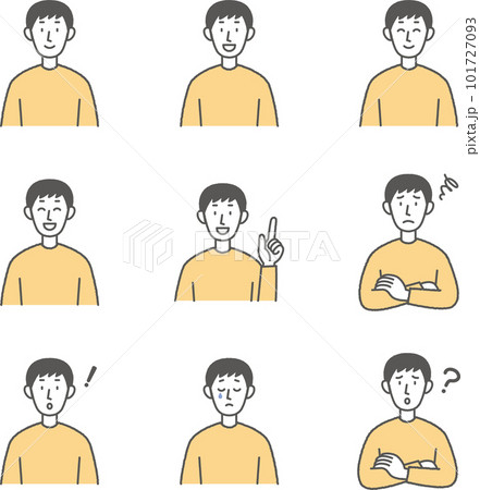 いろいろな表情の若い男性のセット いろいろな表情の若い男性のセット 101727093