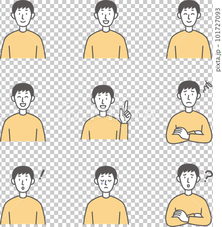 A set of young men with various expressions A set of young men with various expressions 101727093