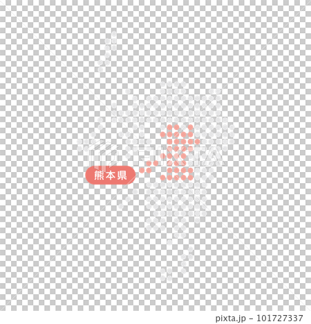 ドットで構成された九州・熊本県の地図 ドットで構成された九州・熊本県の地図 101727337