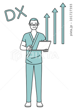 DXのイメージ、業務改善に成功した中年・シニア男性入院患者 101727393