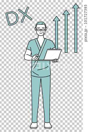 DXのイメージ、業務改善に成功した中年・シニア男性入院患者 101727393