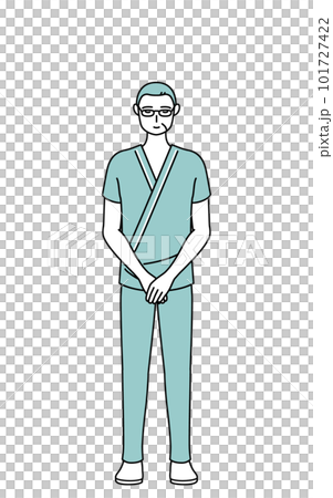 中老年男性住院病人雙手合十鞠躬 101727422