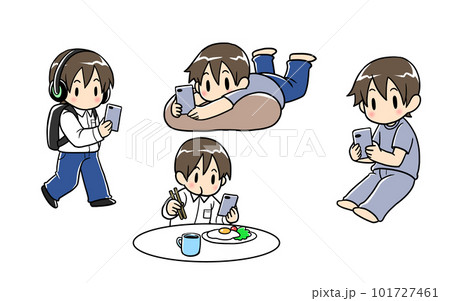 スマホを使っている人のイラスト素材 [101727461] - PIXTA