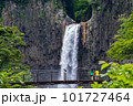 ゴツゴツした岩肌から大量の水が流れ落ちる滝 101727464