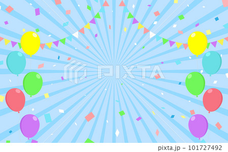 サンバースト　青　水色　ガーランド　紙吹雪　風船 101727492