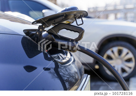 Charging station for electric cars. Types and connectors of ports for charging vehicles. Charging station for electric cars. Types and connectors of ports for charging vehicles. 101728116