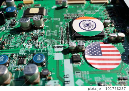 米とインド、半導体サプライチェーン強靭化のイメージ写真 米とインド、半導体サプライチェーン強靭化のイメージ写真 101728287