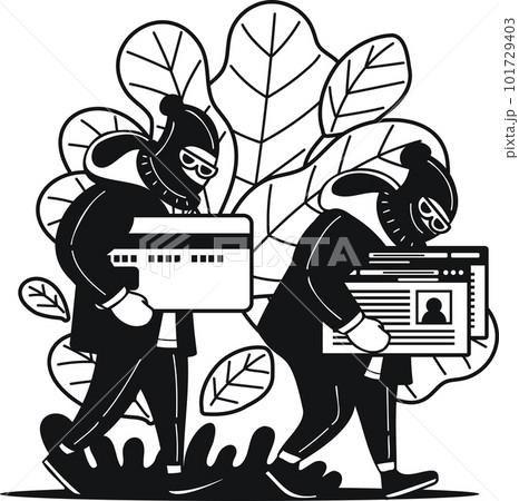 thief with credit card illustration in doodle style 101729403