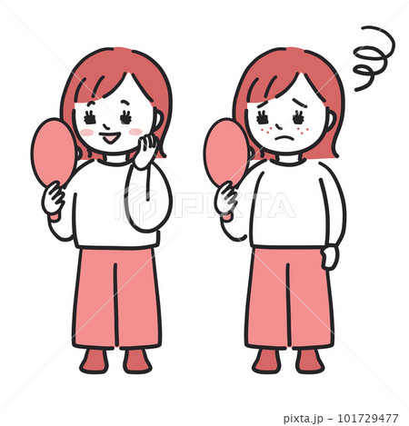 鏡を見る女性のイラスト 101729477