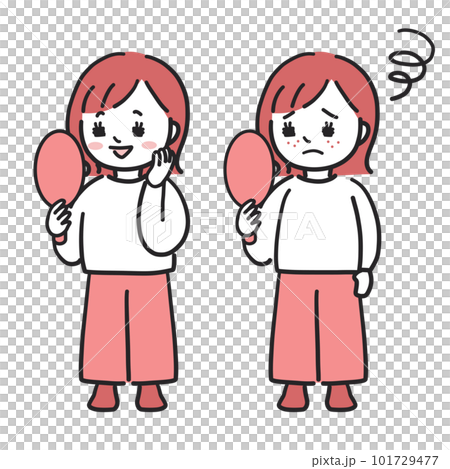 Illustration of a woman watching a mirror 101729477