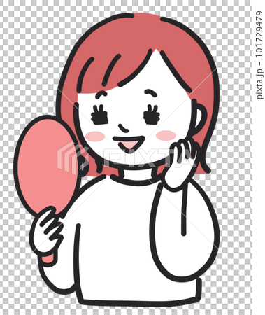 Woman looking in the mirror with a smile 101729479
