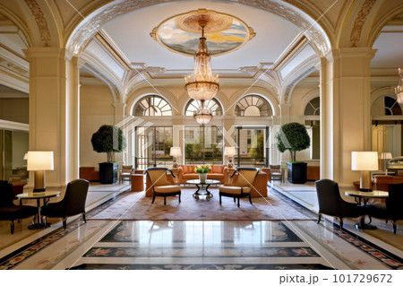 エレガントなホテルのレセプションエリア エレガントなホテルのレセプションエリア 101729672
