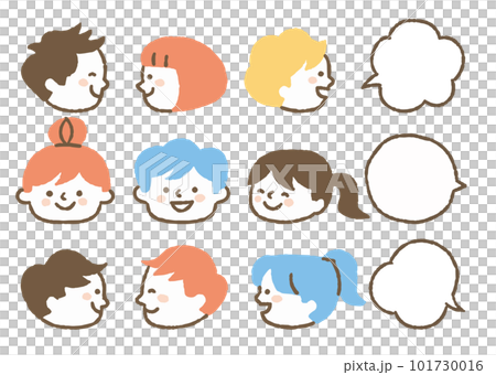 Child's face icon _ set _ color 101730016
