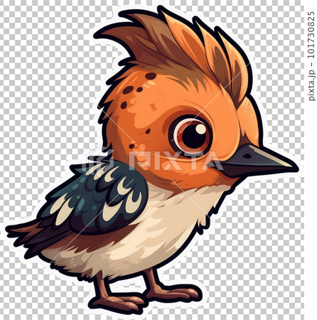 Funny and cute bird transparency sticker, Hoopoe. 101730825