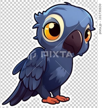 Funny and cute bird transparency sticker, Hyacinth Macaw. 101730830