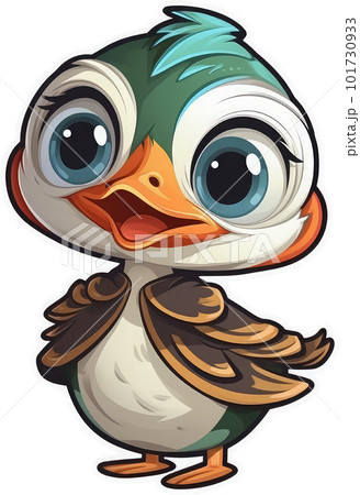Funny and cute bird transparency sticker, Mandarin Duck. Funny and cute bird transparency sticker, Mandarin Duck. 101730933