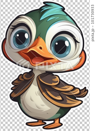 Funny and cute bird transparency sticker, Mandarin Duck. Funny and cute bird transparency sticker, Mandarin Duck. 101730933