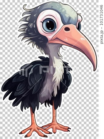 Funny and cute bird transparency sticker, Marabou Stork. Funny and cute bird transparency sticker, Marabou Stork. 101731046