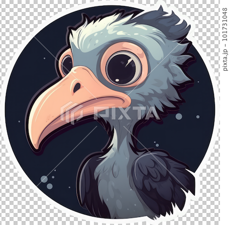 Funny and cute bird transparency sticker, Marabou Stork. 101731048