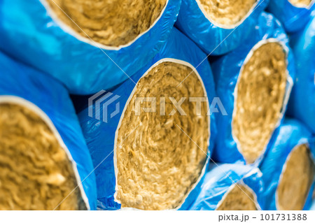 Package of thermal insulation material, rock wool is wrapped in foil. Package of thermal insulation material, rock wool is wrapped in foil. 101731388