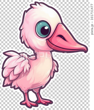 Funny and cute bird transparency sticker, Roseate Spoonbill. Funny and cute bird transparency sticker, Roseate Spoonbill. 101731477