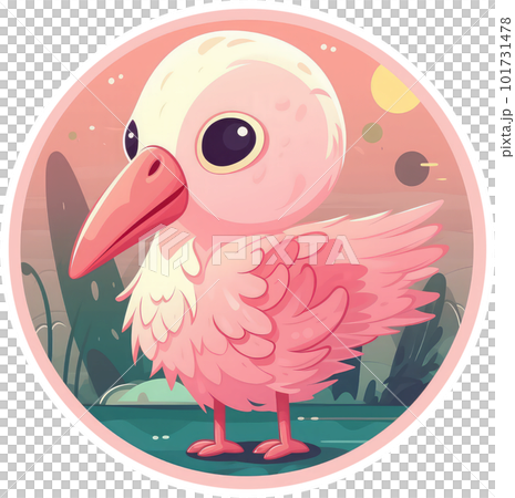 Funny and cute bird transparency sticker, Roseate Spoonbill. Funny and cute bird transparency sticker, Roseate Spoonbill. 101731478