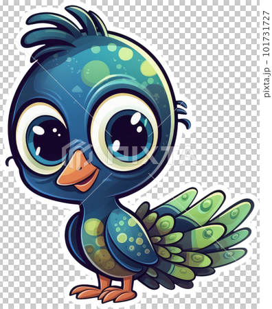 Funny and cute bird transparency sticker, Peacock. Funny and cute bird transparency sticker, Peacock. 101731727