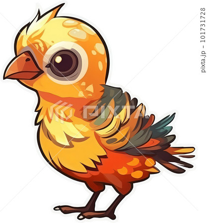 Funny and cute bird transparency sticker, Golden Pheasant. Funny and cute bird transparency sticker, Golden Pheasant. 101731728