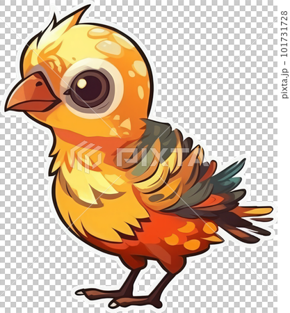 Funny and cute bird transparency sticker, Golden Pheasant. Funny and cute bird transparency sticker, Golden Pheasant. 101731728