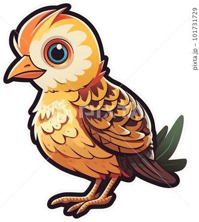 Funny and cute bird transparency sticker, Golden Pheasant. Funny and cute bird transparency sticker, Golden Pheasant. 101731729