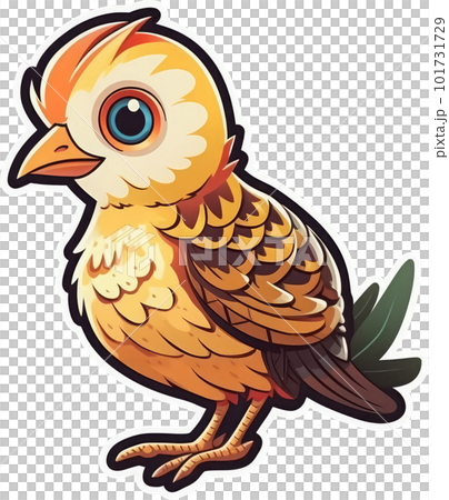 Funny and cute bird transparency sticker, Golden Pheasant. Funny and cute bird transparency sticker, Golden Pheasant. 101731729