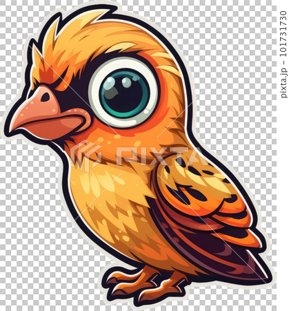 Funny and cute bird transparency sticker, Golden Pheasant. 101731730