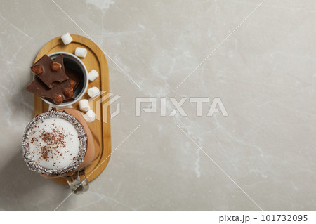 Tasty fresh summer dessert - chocolate milkshake, space for text 101732095