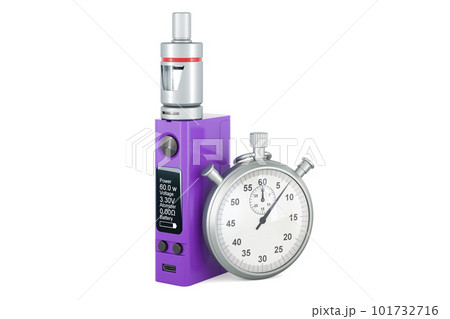 Box Mod e-cigarette with stopwatch, 3D rendering Box Mod e-cigarette with stopwatch, 3D rendering 101732716