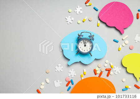 Dementia and parkinson's disease, ADHD, composition for head disease theme, space for text Dementia and parkinson's disease, ADHD, composition for head disease theme, space for text 101733116