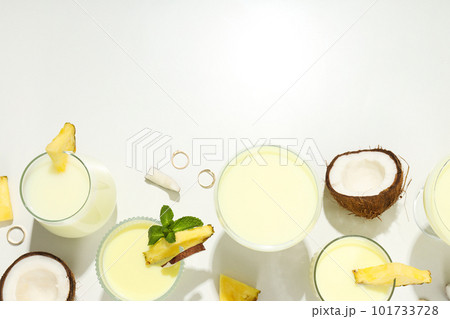 Fresh summer cocktail - Pina colada, fresh summer drink concept Fresh summer cocktail - Pina colada, fresh summer drink concept 101733728